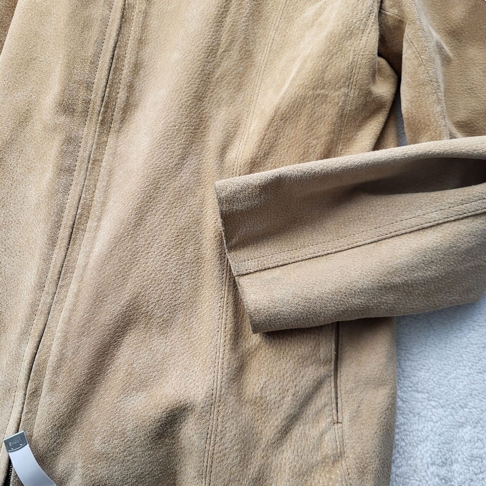 Siena Suede Leather Tan Biker Style Zip Up Jacket Women's Size XL - Picture 11 of 12